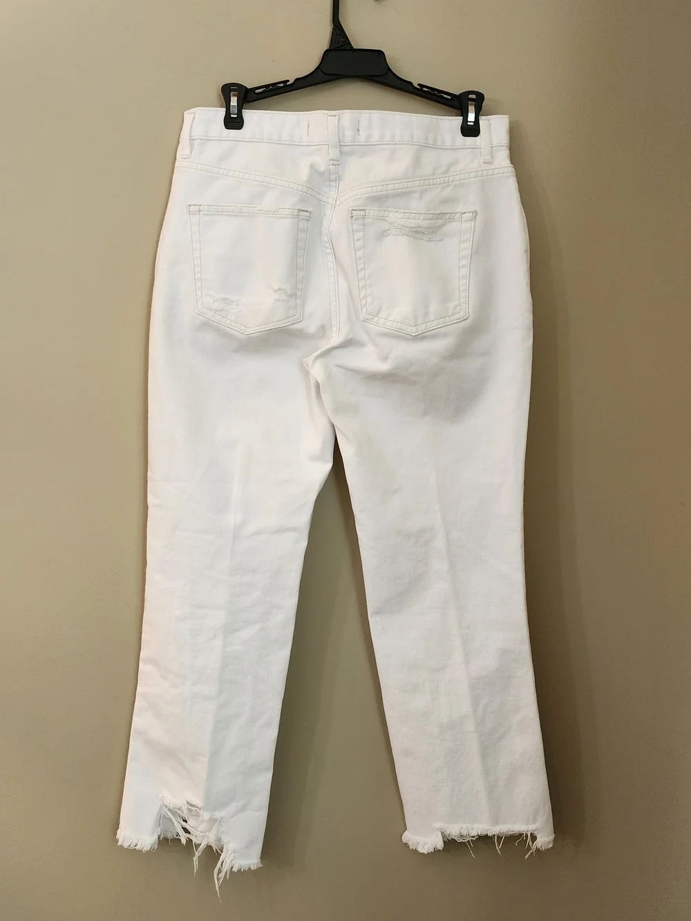We The Free White Distressed Straight-Leg Ankle  Button Fly Jeans Women Size 27